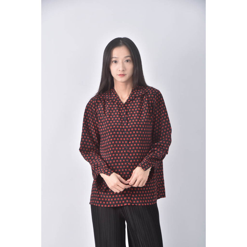 (L) elegance排扣紅色長袖上衣二手衣, , large