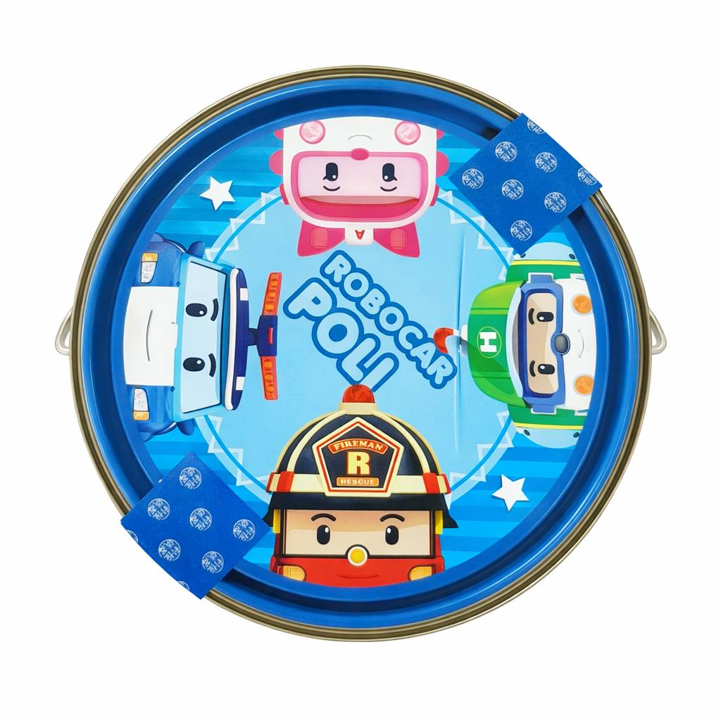 [Cartoon Collaboration] KAKA - Poli Rescue Hero Shrimp and Three Delicacies Paint Bucket, , large