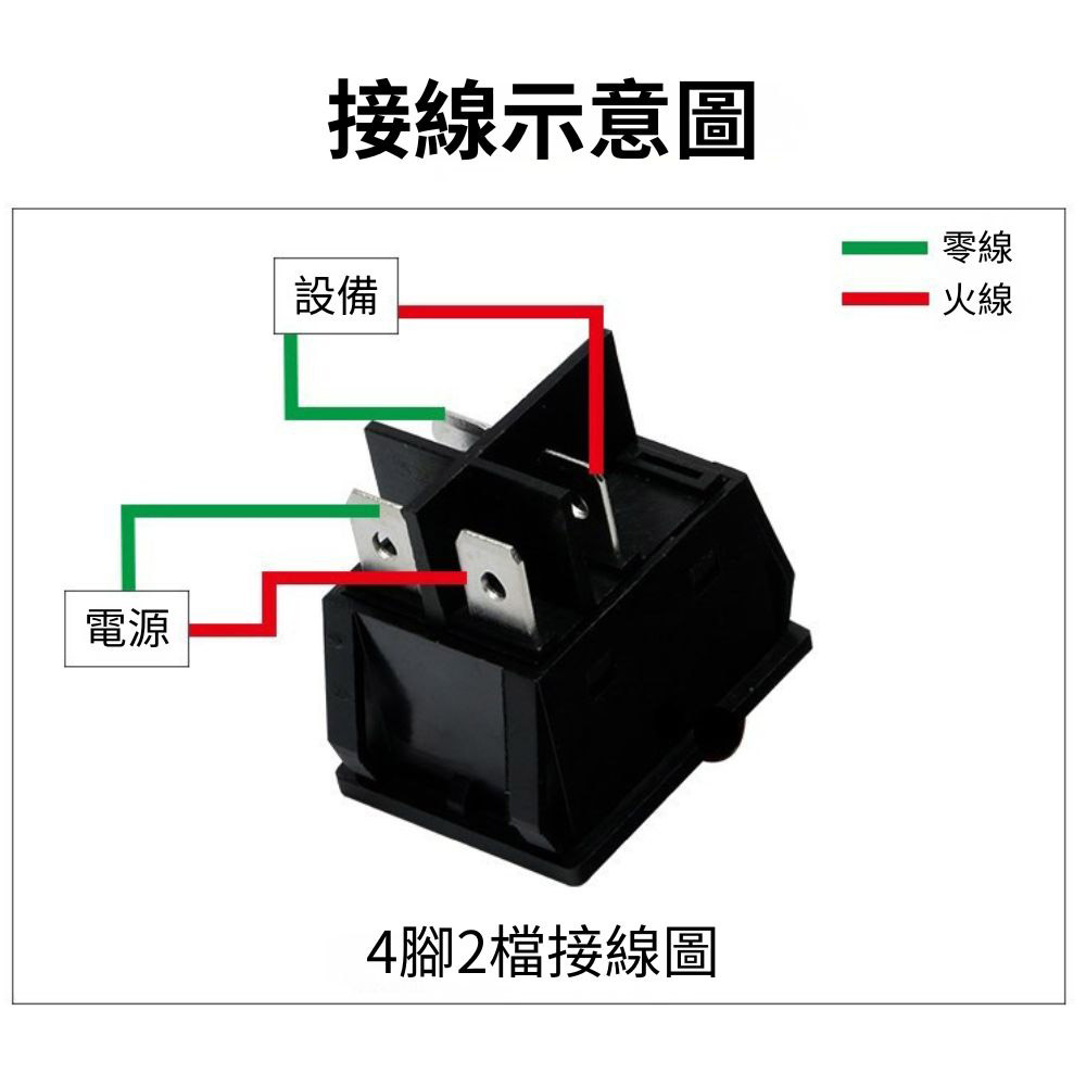 KCD4 rocker-type power switch, four-pin, two-position, 30A - red., , large