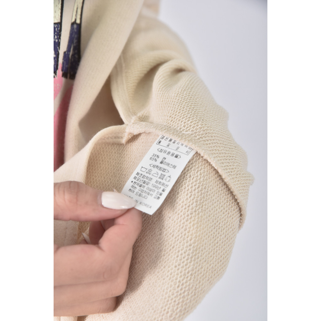 (F) jane morion韓牌棉質圖案杏色長袖上衣二手衣, , large