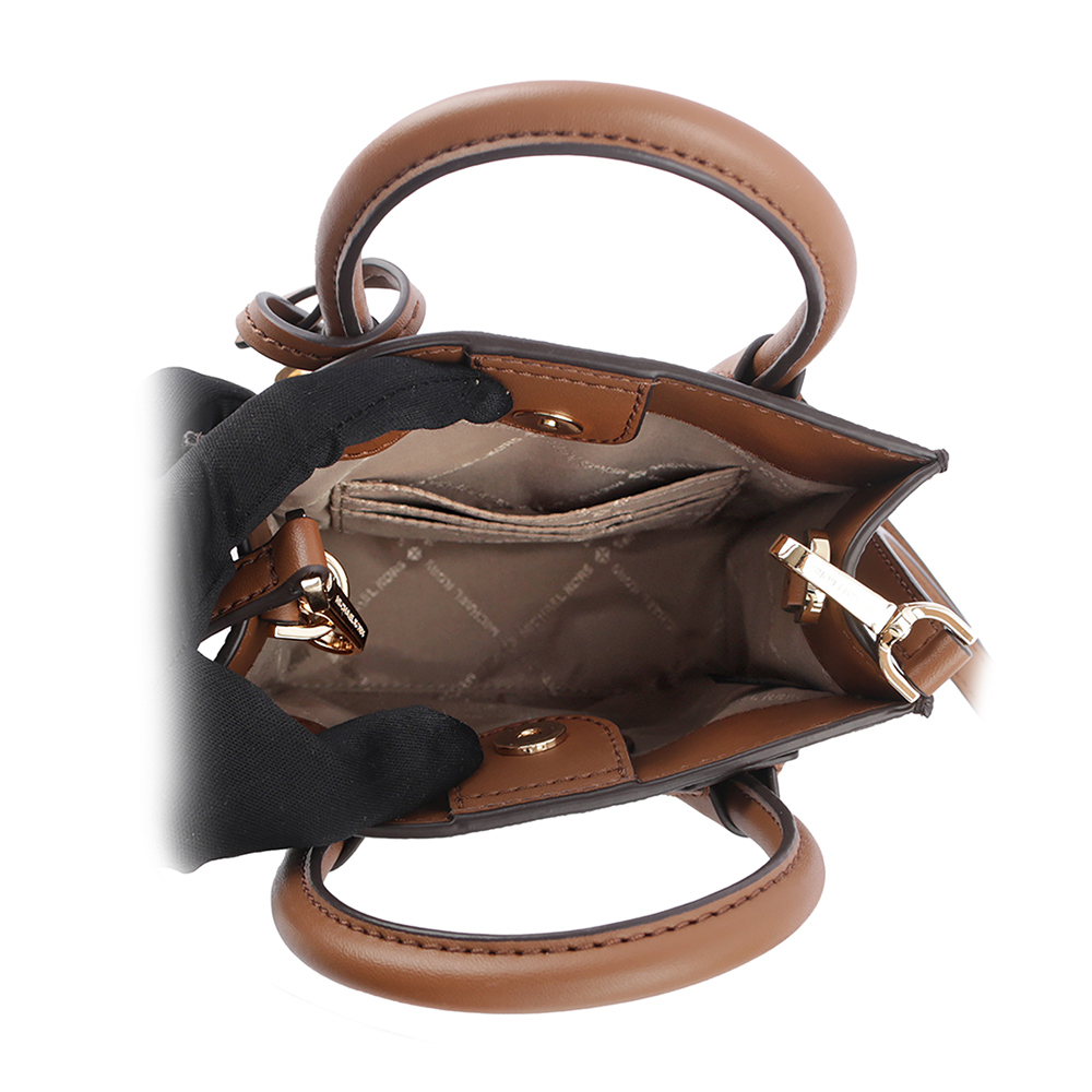 Michael Kors Mercer 塗層帆布手提/斜背二用迷你琴譜包/咖啡色, , large