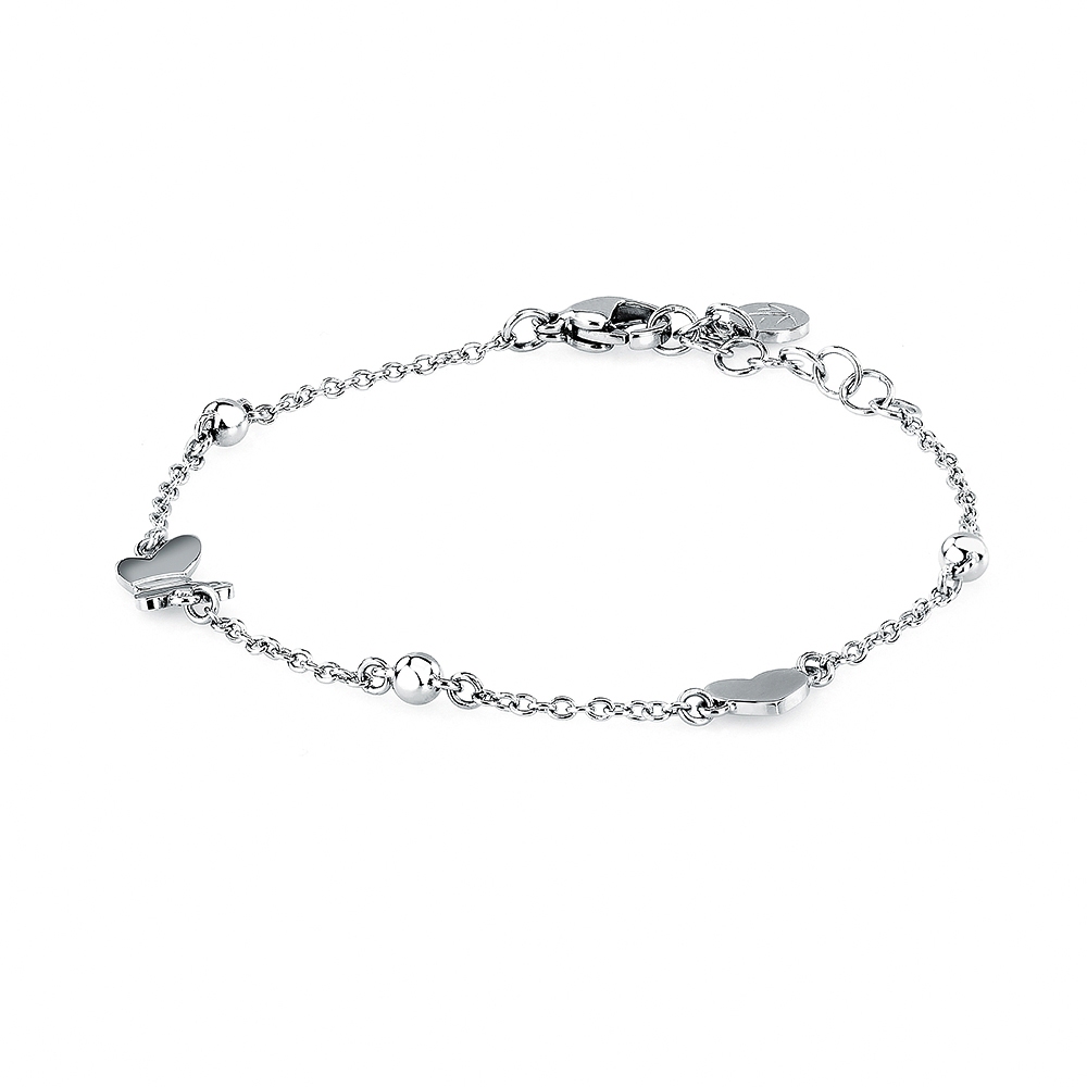 【快速出貨】MORELLATO TALISMANI系列 銀色不鏽鋼 蝴蝶之心手鍊 SAUN37, , large