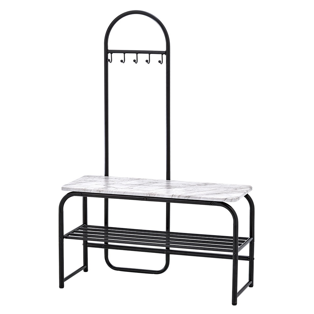 【H&R安室家】歐式仿大理石紋收納穿鞋椅 台灣製(置物架 鞋架) LS298, , large