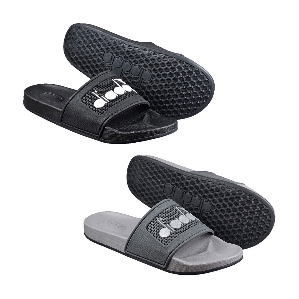 DIADORA迪亞多那 柔軟透氣雲拖鞋 男鞋 簡約 時尚 素色 不吸汗 好穿脫 吸衝 足弓支撐 耐磨 耐穿 止滑 黑 灰, , large