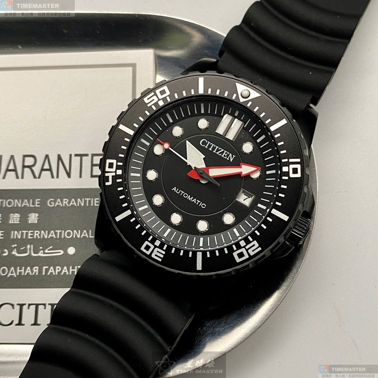 [星晴錶業]CITIZEN手錶,44mm,CI00013黑色錶面黑錶殼深黑色矽膠錶帶款, , large
