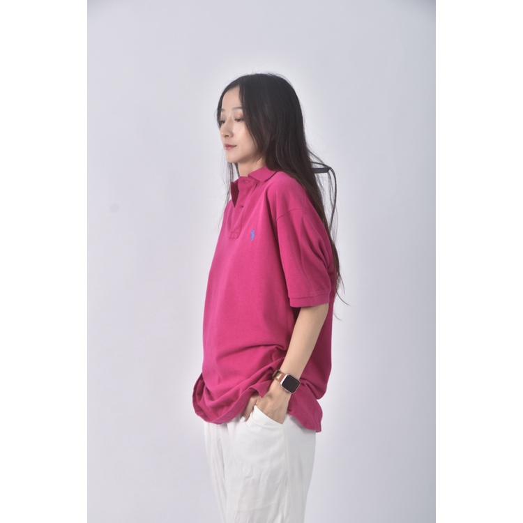 (M) polo ralph lauren棉質純棉紫色短袖上衣二手衣, , large