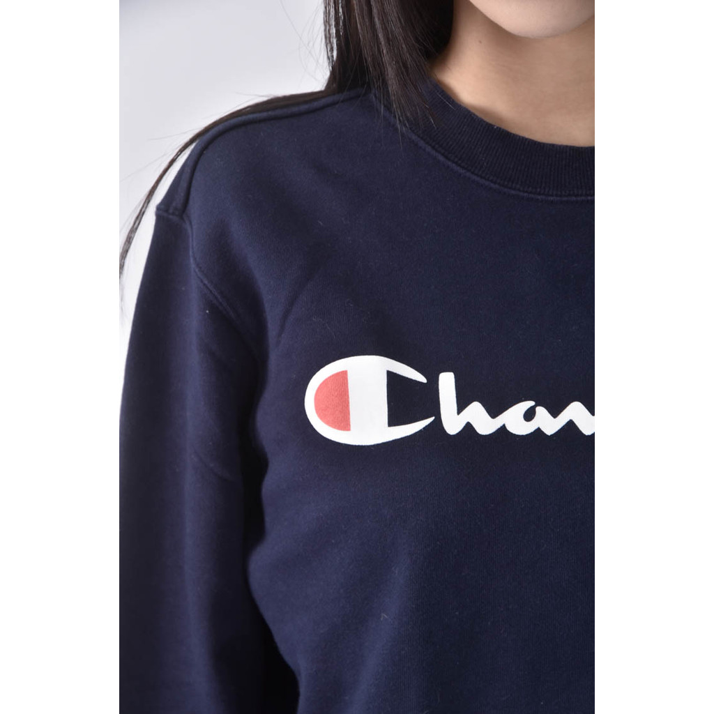 (L) champion運動大logo藍色長袖上衣二手衣, , large