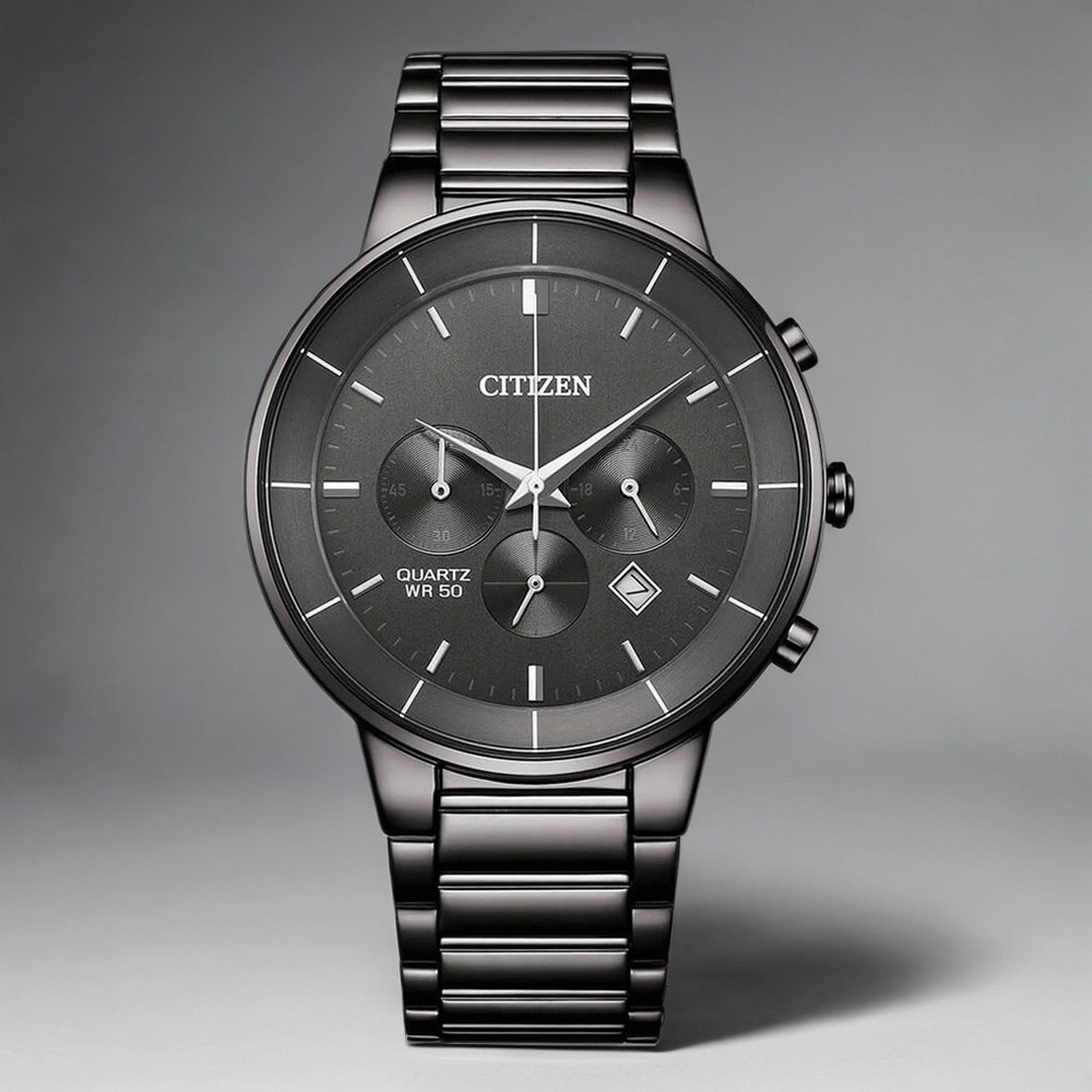 CITIZEN 星辰 Chronograph 紳男計時手錶 送禮推薦-鐵灰/42mm AN8227-53H, , large