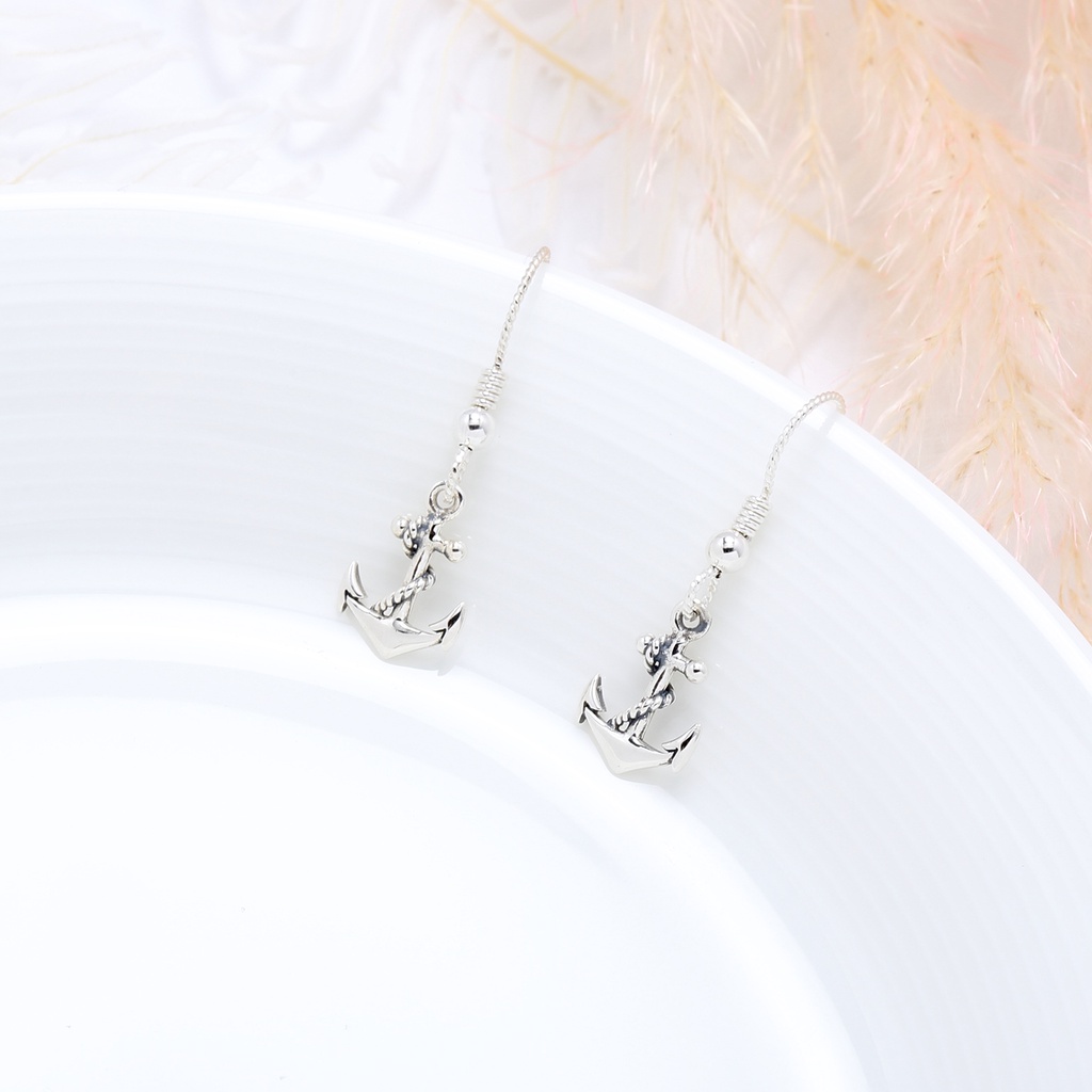 【Angel & Me】繩結 船錨 s925 純銀 耳環 耳勾 耳夾 生日 禮物, , large