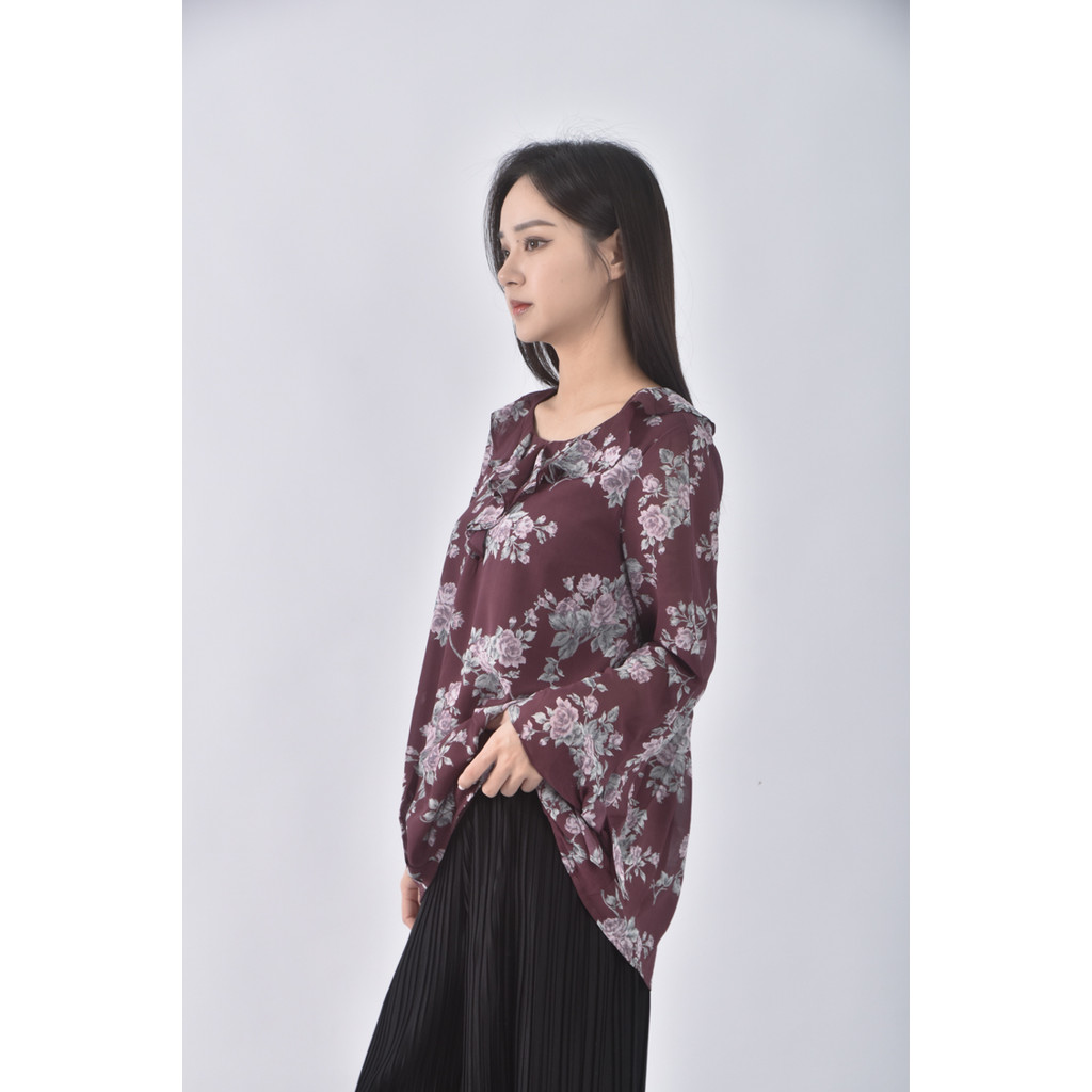 (M) 0918花朵紅色長袖上衣二手衣, , large