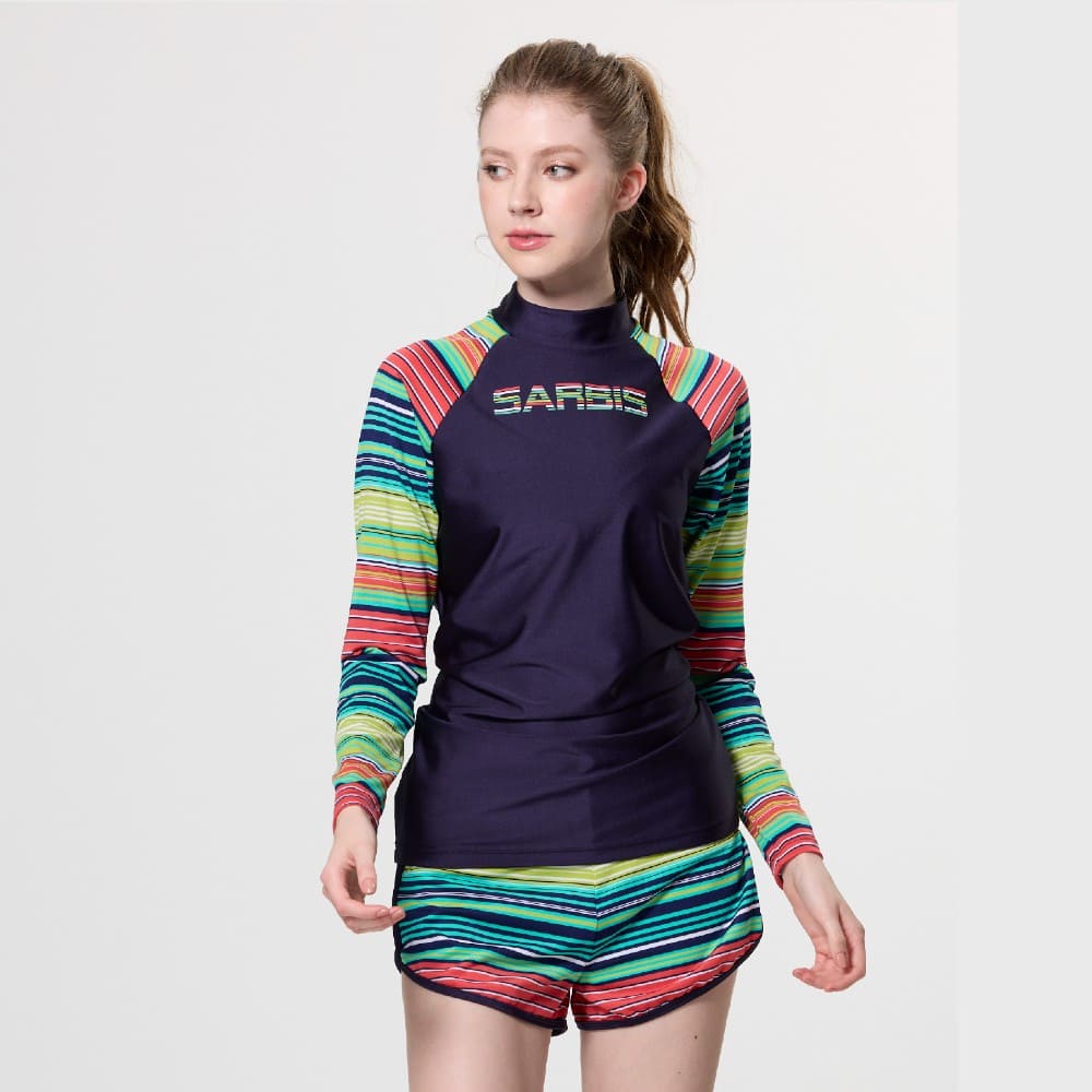 Monina Taiwan-made colorful sunscreen long-sleeved jellyfish suit two-piece swimsuit, , large
