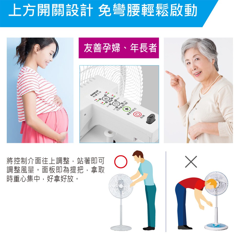 SANLUX 台灣三洋 14吋 免彎腰 直立式遙控DC扇 EF-P14DH, , large