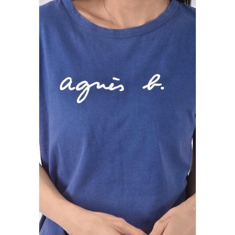 (M) agnes b字母藍色短袖上衣二手衣, , large