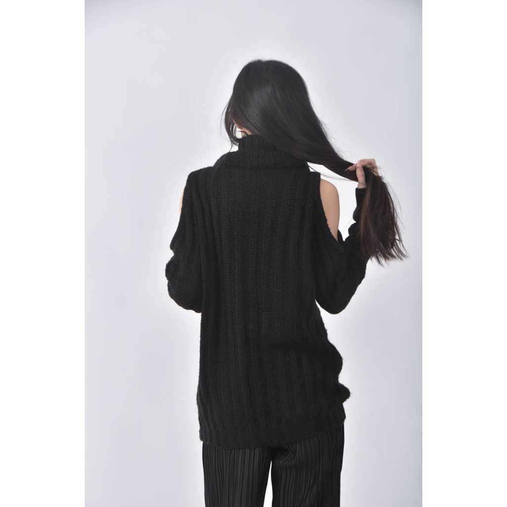 (L) 高領黑色毛衣二手衣, , large