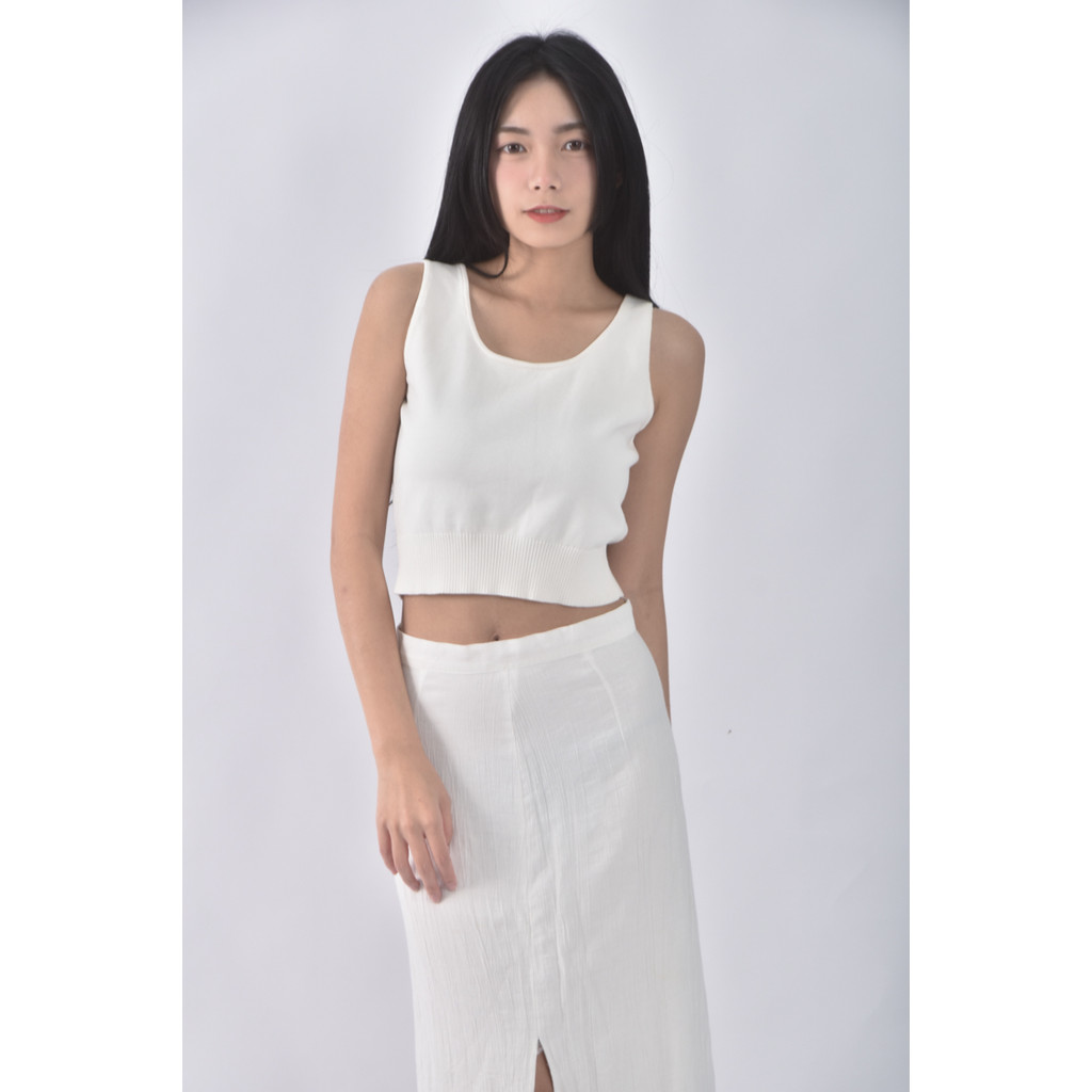 (S) dress room韓牌無袖白色上衣二手衣, , large