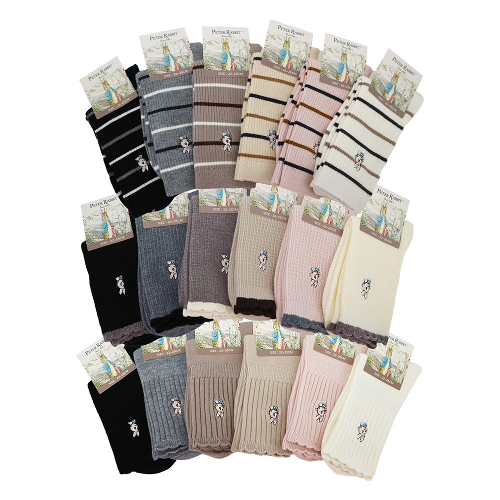 比得兔精繡羊毛少女襪-22~25cm-SK37501/37502/37503-6雙, , large