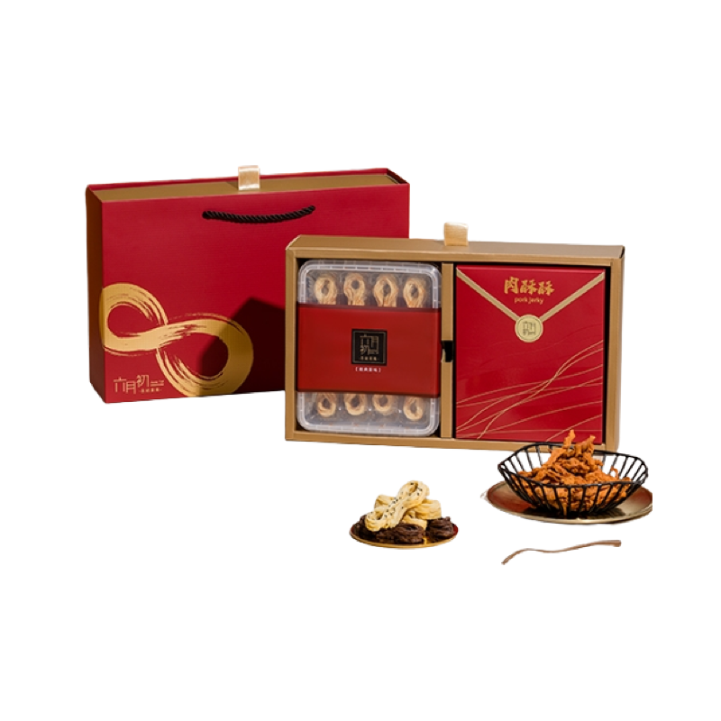 Golden 8 knot meat crisp gift box, , large