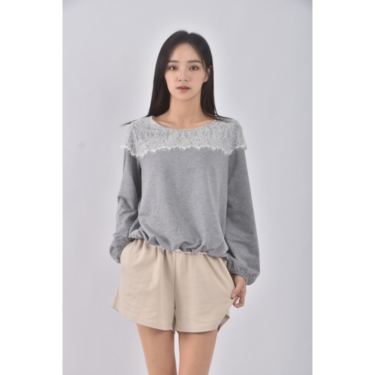 (S) 【依庭私服】cumar質感圓領灰色長袖上衣二手衣, , large