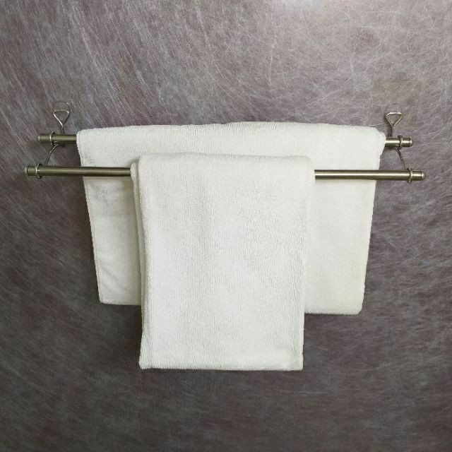 [熊好貼國際]雙桿毛巾架60cm(304不銹鋼)毛巾架 無痕掛勾 掛鉤  凹凸紋路牆面可貼(超黏) 舒適家, , large