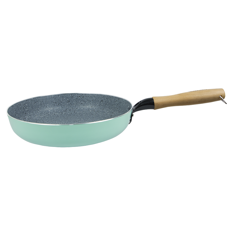 28CM simple granite flat frying pan, 粉綠色, large