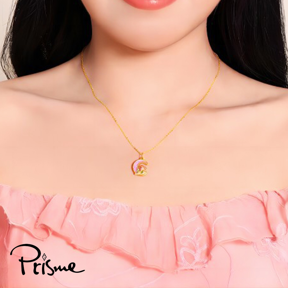 【Prisme Gold】黃金項鍊 月亮玫瑰 鍊墜項鍊 (金重：約0.13錢±0.03), , large