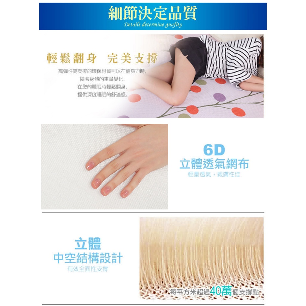 【格藍傢飾】超健康1CM排汗防菌6D透氣床墊-單人加大 雙人 雙人加大 降溫涼墊支撐床墊 空氣床墊 可水洗, , large