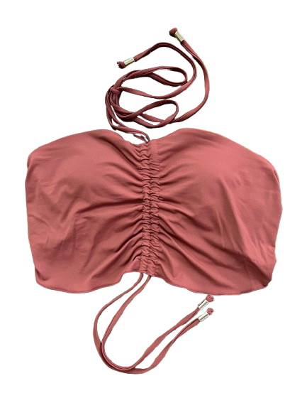 Made in Taiwan. Front center ruched butterfly style strappy back swimsuit, , large