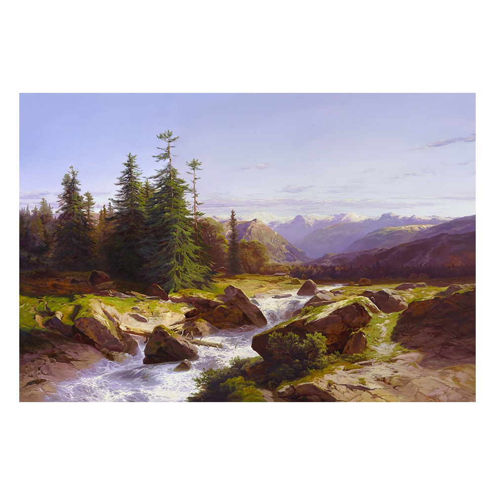 【御畫房】山谷有泉聲 國家一級畫師手繪油畫60&times;90cm(VF-91), , large