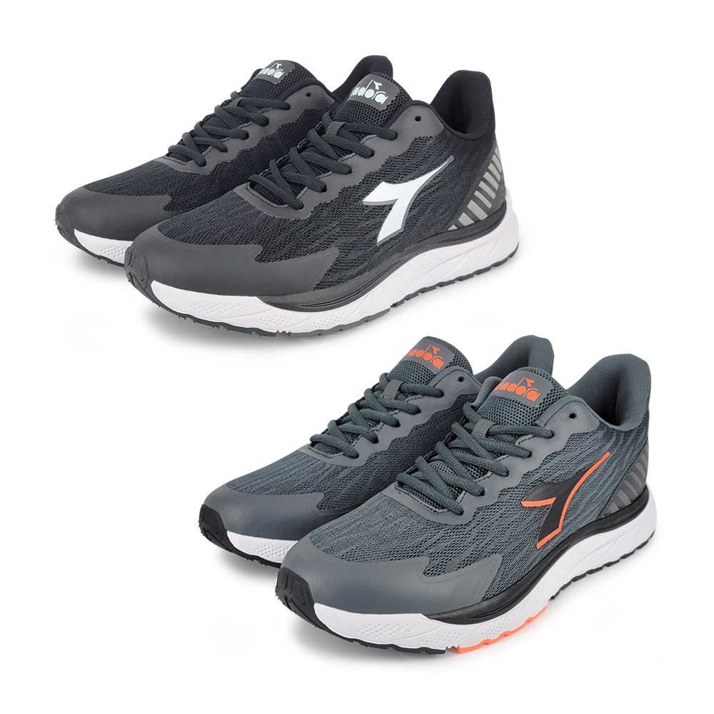 DIADORA迪亞多那 輕量寬楦慢跑男鞋 男運動鞋 高腳背 反光 透氣 緹花網布 吸震 回彈 減壓 緩震 防滑 黑 灰, , large