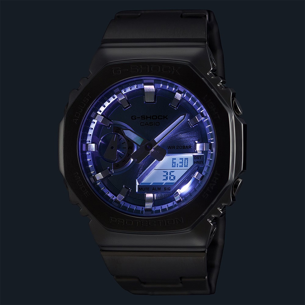 CASIO 卡西歐 G-SHOCK 金屬光系列八角雙顯電子錶手錶 GM-2110D-2A, , large