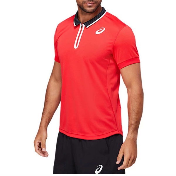 Asics 亞瑟士 男 開襟上衣 網球衣 POLO衫 短袖上衣 運動 訓練 健身 快乾 紅 [2041A134-602], , large