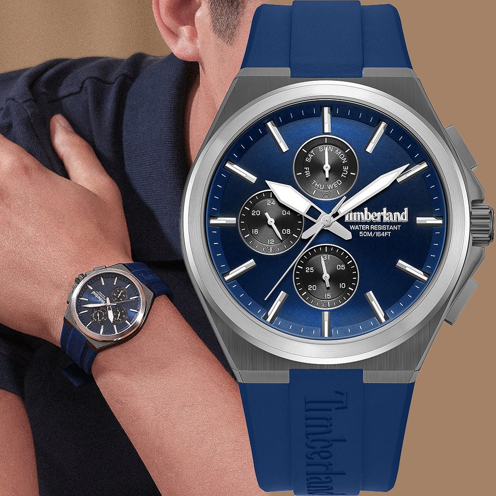 Timberland 天柏嵐 QUONSET系列 冒險精神 三眼多功能腕錶 手錶-藍 TDWGQ0075001, , large