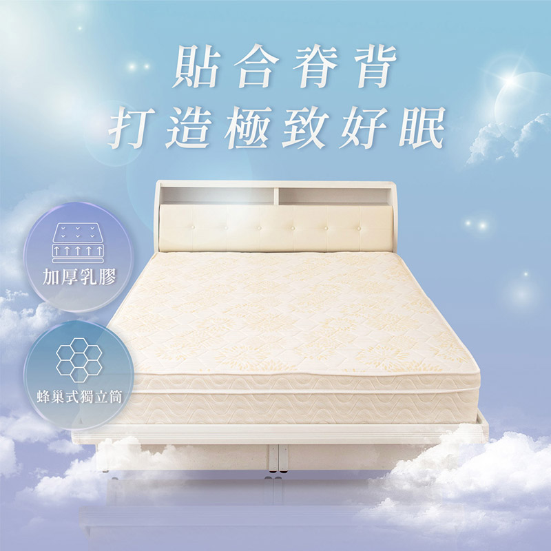 【KIKY】浪漫滿屋乳膠三線蜂巢式獨立筒床墊3.5尺, , large