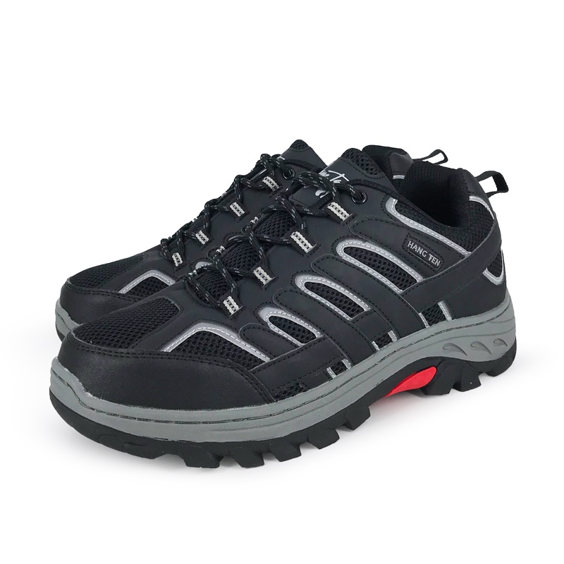 HANG TEN 鋼頭運動鞋防穿刺 工作鞋 安全鞋 防護鞋 鋼頭鞋 透氣 吸濕 排汗 散熱 鋼板 防砸 抗衝擊 止滑 黑, , large
