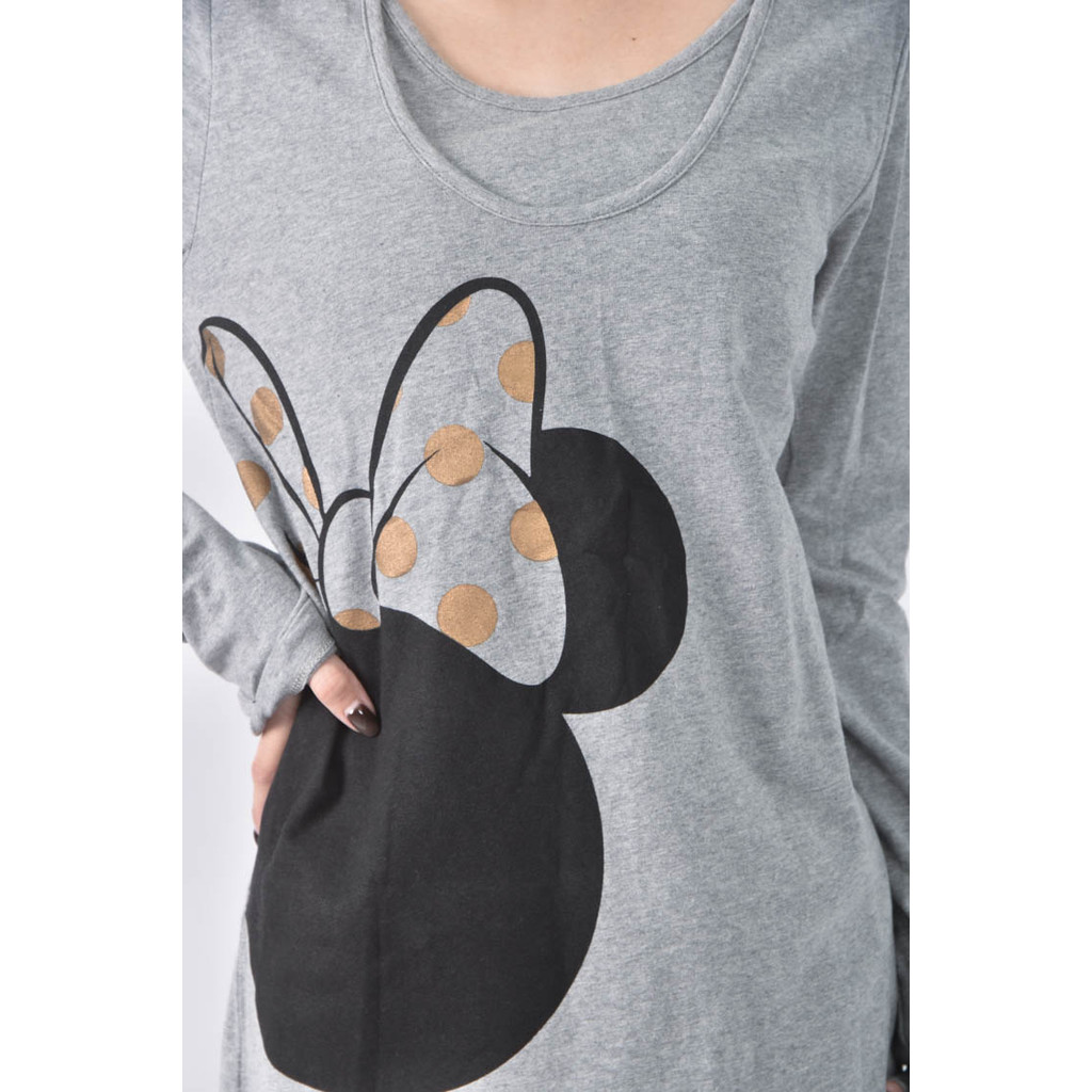 (M) disney圓領灰色長袖上衣二手衣, , large