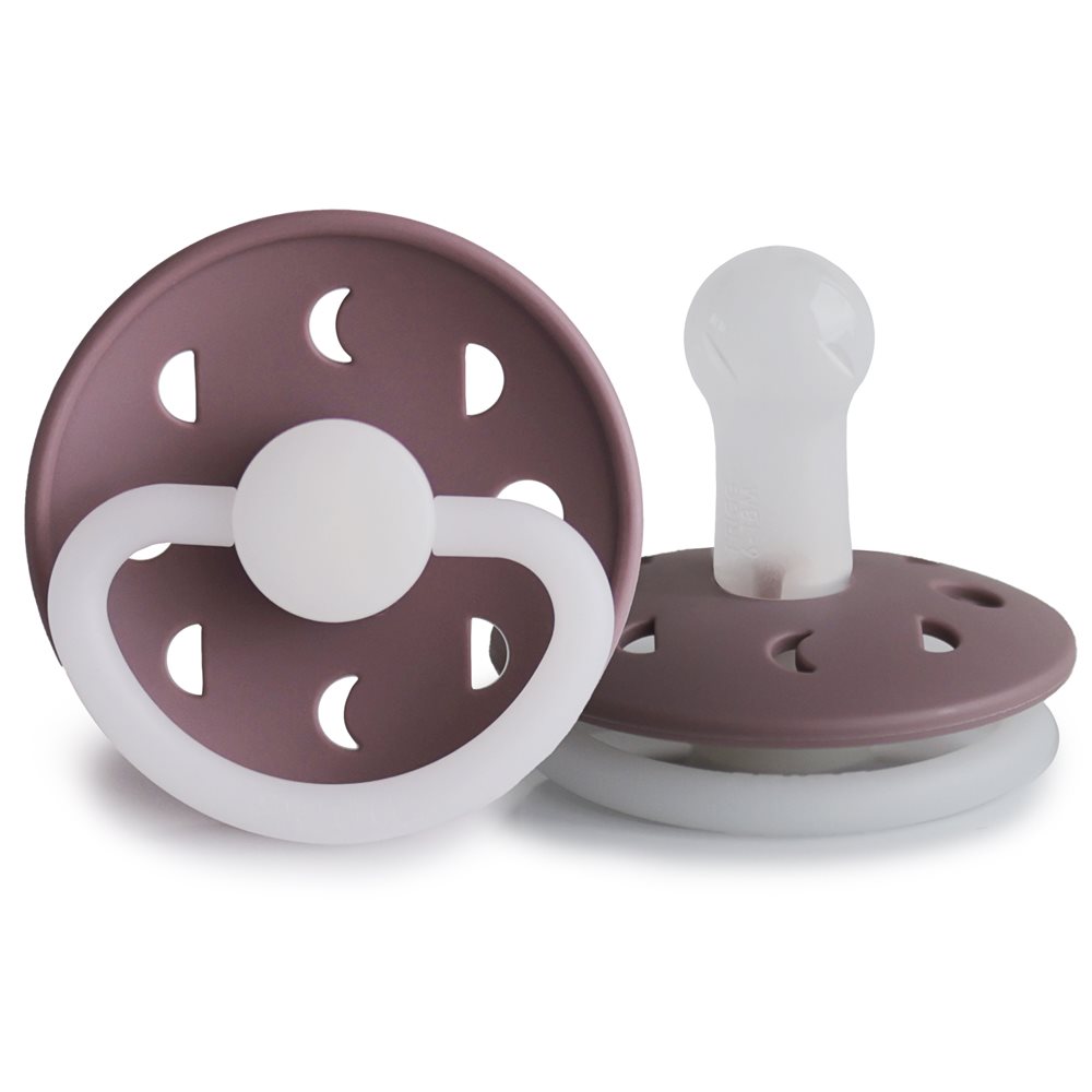 FRIGG Moon Phase - Round Silicone Pacifier - Twilight Mauve Night - Size 2, , large