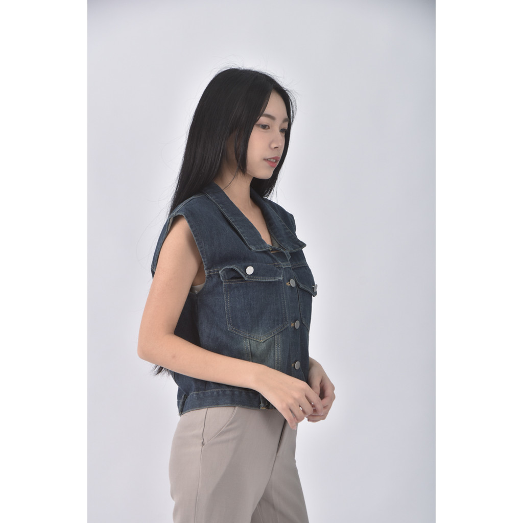 (M) m h fashion丹寧牛仔背心藍色外套二手衣, , large