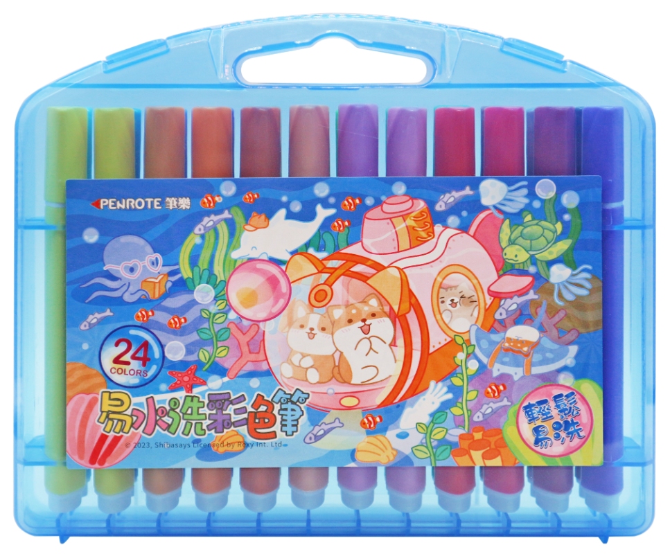 【PENROTE 筆樂】柴語錄24色易水洗彩色筆 2款, , large