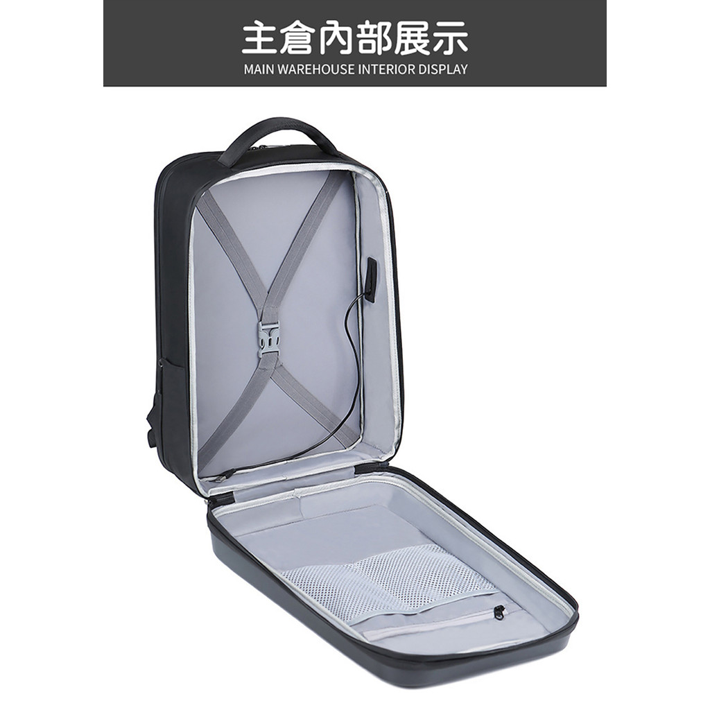 硬殼 防水 後背包 電腦包 休閒雙肩包 大容量 男款 潮流 17.3吋 電競背包-黑-0808111, , large