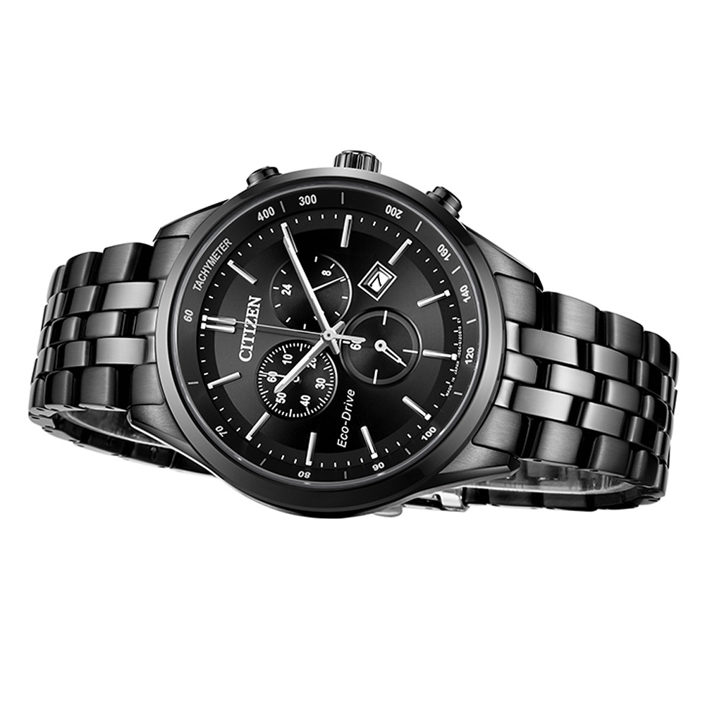 CITIZEN 星辰 光動能復古風計時手錶-急速黑 AT2145-86E, , large