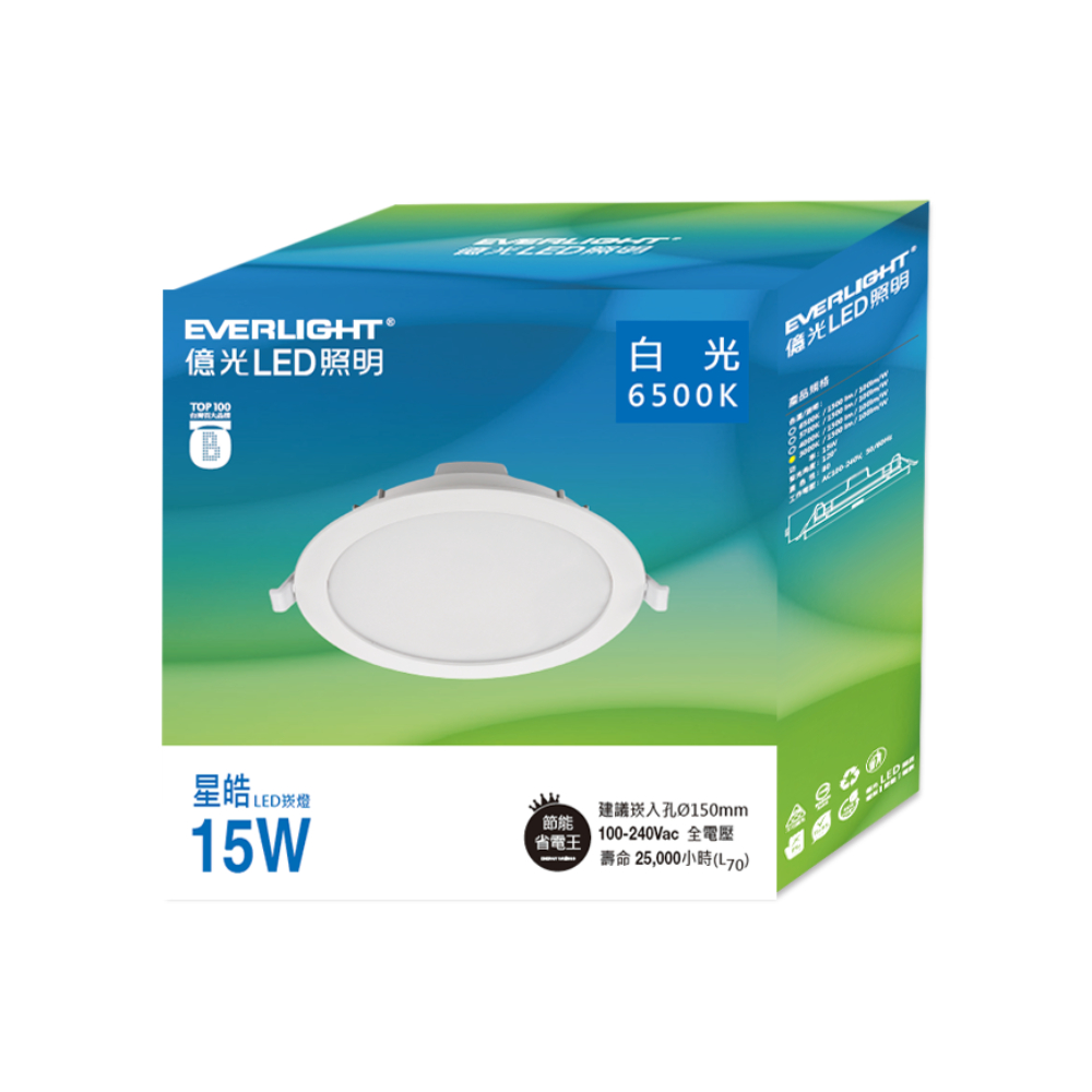 Everlight  15W LED  Downlight