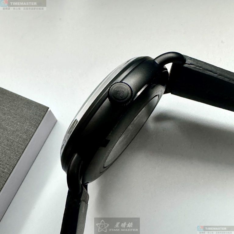 [星晴錶業]ARMANI手錶,44mm,AR00050黑色錶面黑錶殼深黑色真皮皮革錶帶款, , large