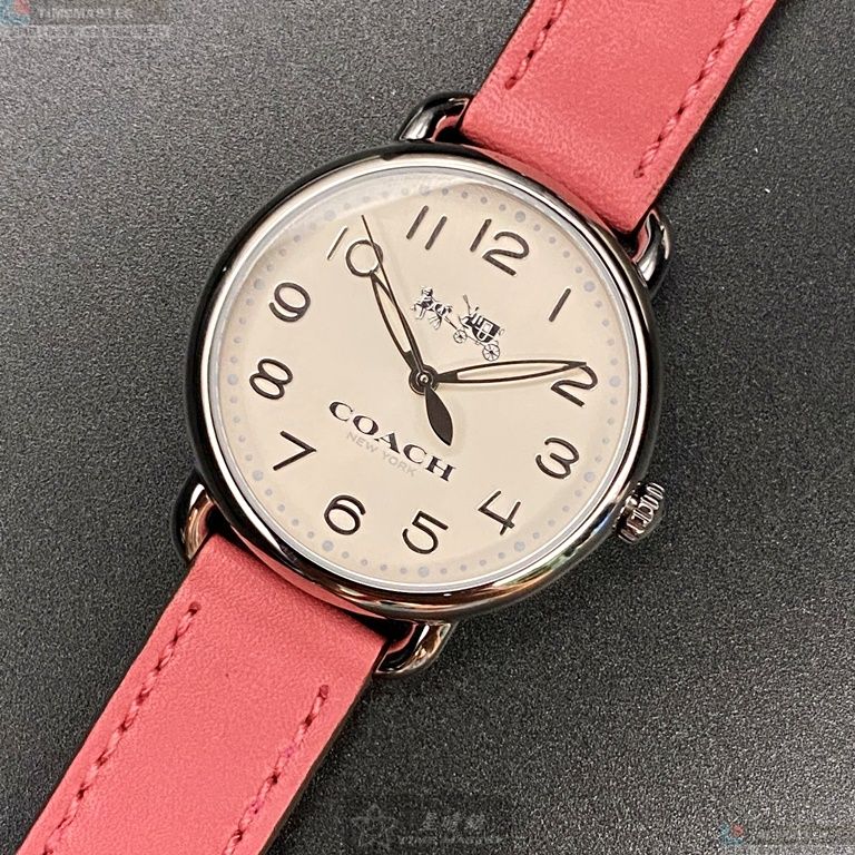 [星晴錶業]COACH手錶,36mm,CH00152白色錶面銀錶殼粉紅真皮皮革錶帶款, , large