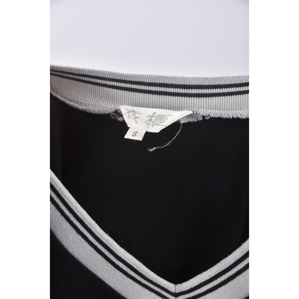 (S) 衣櫃V領黑色長袖上衣二手衣, , large