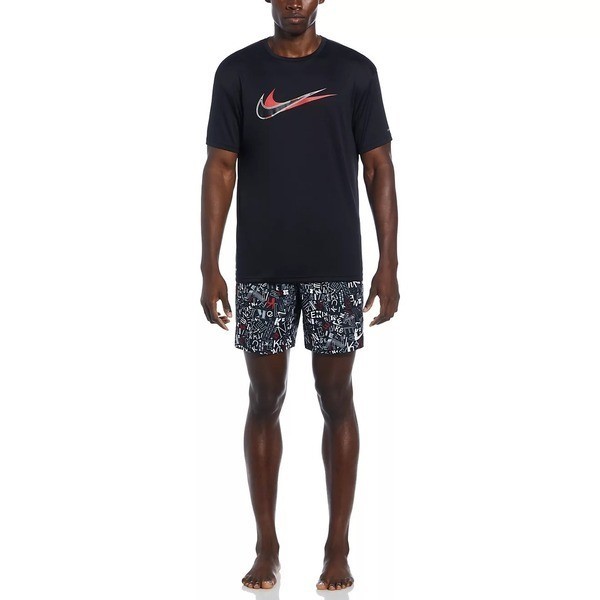 Nike 男 短袖 上衣 防曬衣 T恤 抗UV 運動 休閒 透氣 舒適 夏日 海灘 黑 [NESSE512-001], , large