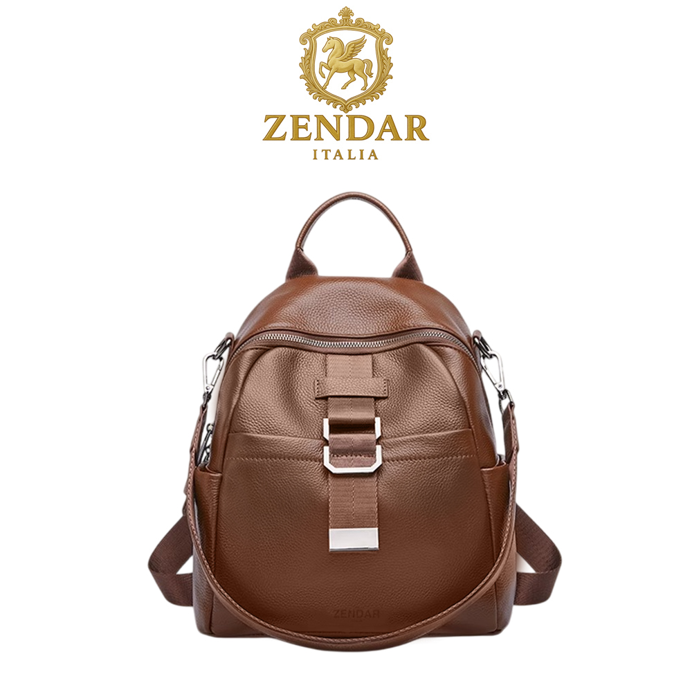 【ZENDAR】台灣總代理 限量1折 頂級超柔軟小牛皮後背包 莉莉系列 全新專櫃展示品(咖啡色)