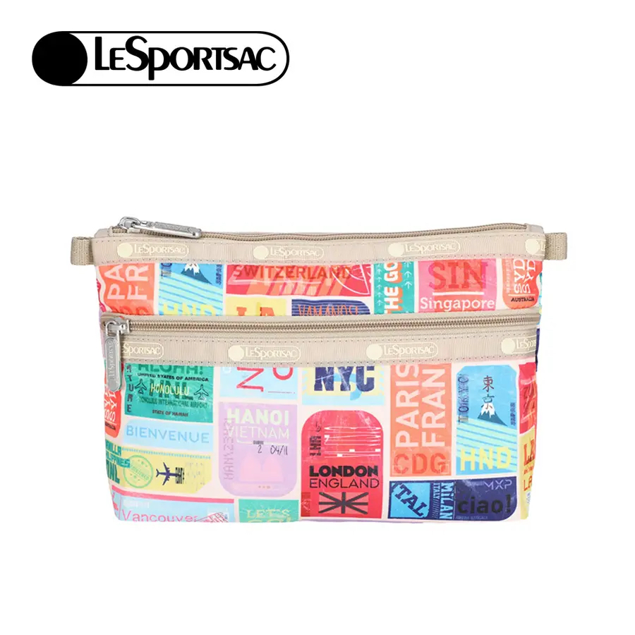 Lesportsac Cosmetic Clutch 雙層拉鍊化妝包 / 旅人的印記, , large