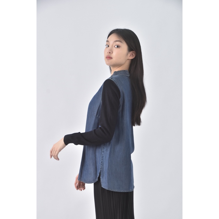 (S) fashion show質感棉質藍色長袖上衣二手衣, , large