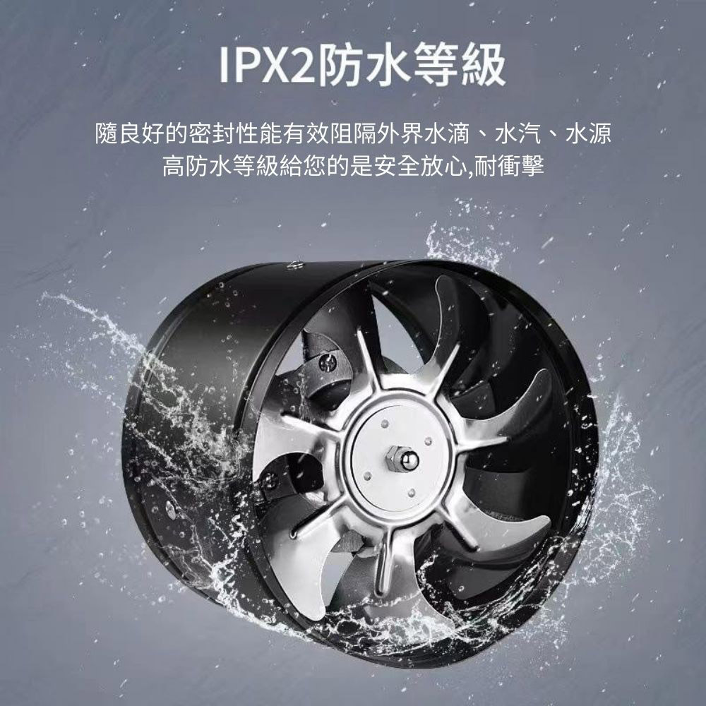 110V換氣扇-黑色8吋+1.5米電源線(有開關), , large