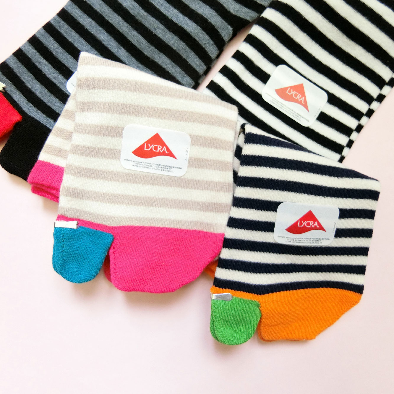 [Kaimei Cotton Industry] 5 pairs set, random and excellent, MIT made in Taiwan, LYCRA, comfortable upgrade, fine stitched two-toe socks, contrasting lines, 22-26cm, , large